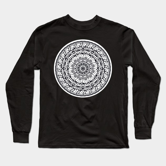 Black and white mandala Long Sleeve T-Shirt by Mortiria